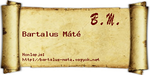 Bartalus Máté névjegykártya
